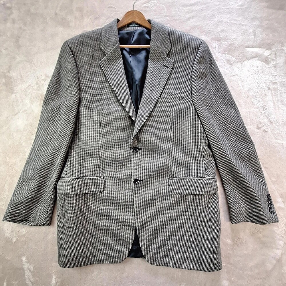 Lauren Ralph Lauren Sport Coat Mens 42 Long Gray Wool Check Double Vent 2 Btn